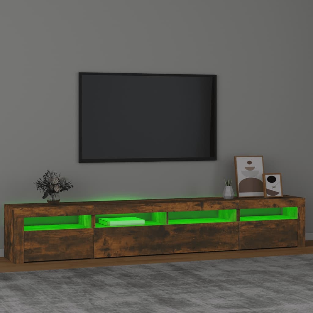Tv-meubel met LED-verlichting 240x35x40 cm gerookt eikenkleurig