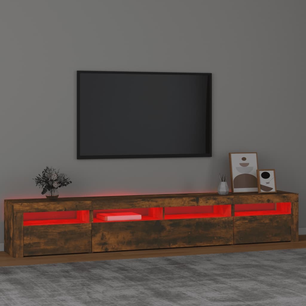 Tv-meubel met LED-verlichting 240x35x40 cm gerookt eikenkleurig