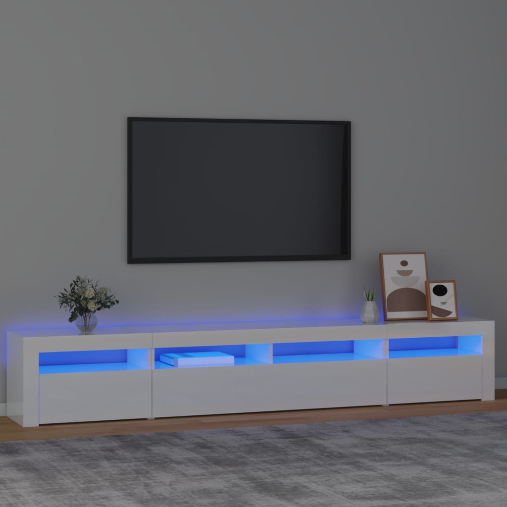 Tv-meubel met LED-verlichting 240x35x40 cm hoogglans wit