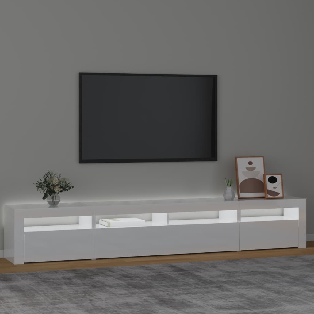 Tv-meubel met LED-verlichting 240x35x40 cm hoogglans wit