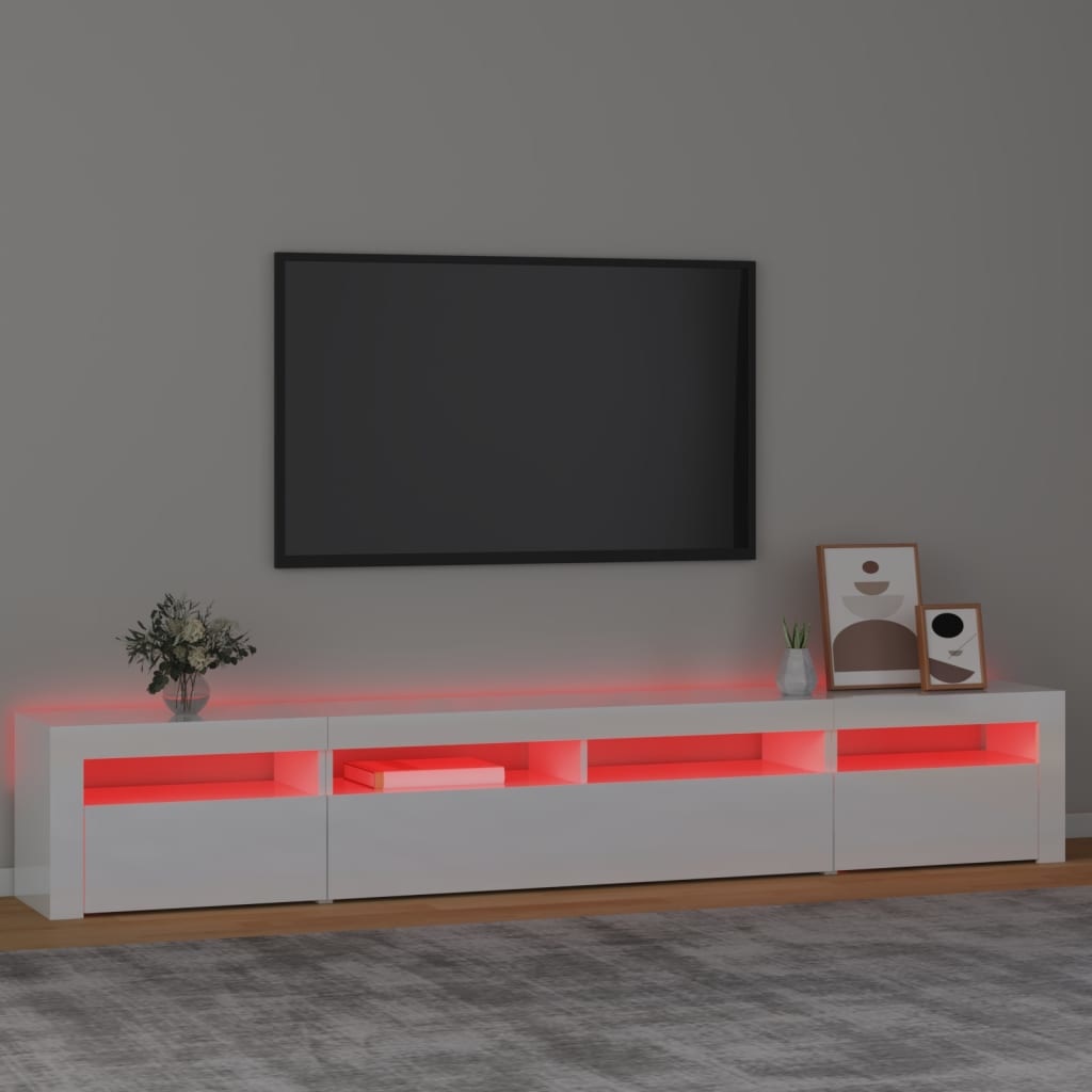 Tv-meubel met LED-verlichting 240x35x40 cm hoogglans wit
