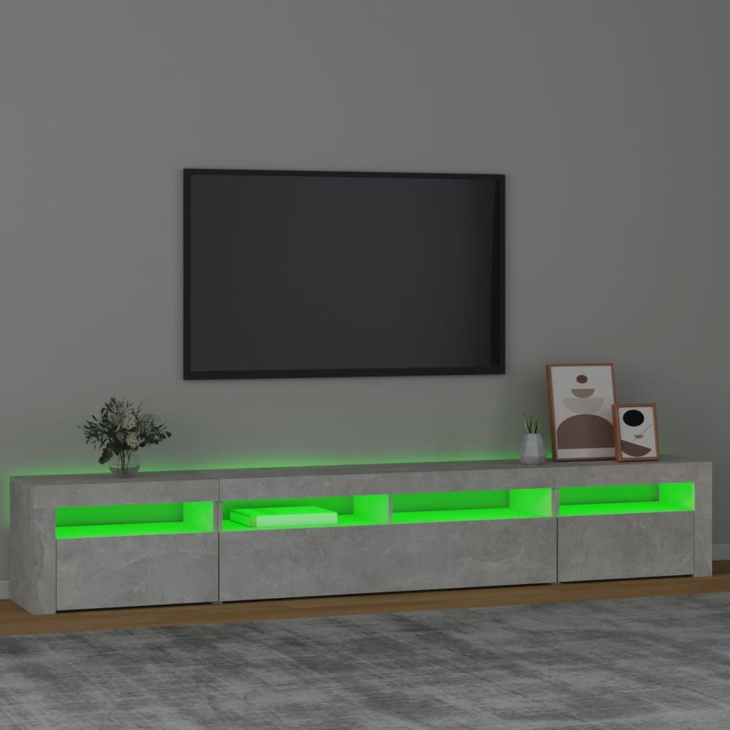Tv-meubel met LED-verlichting 240x35x40 cm betongrijs