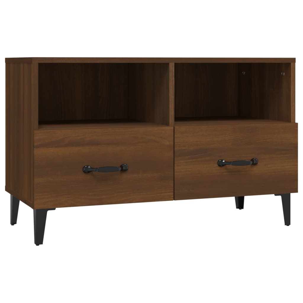 Tv-meubel 80x36x50 cm bewerkt hout bruineikenkleurig