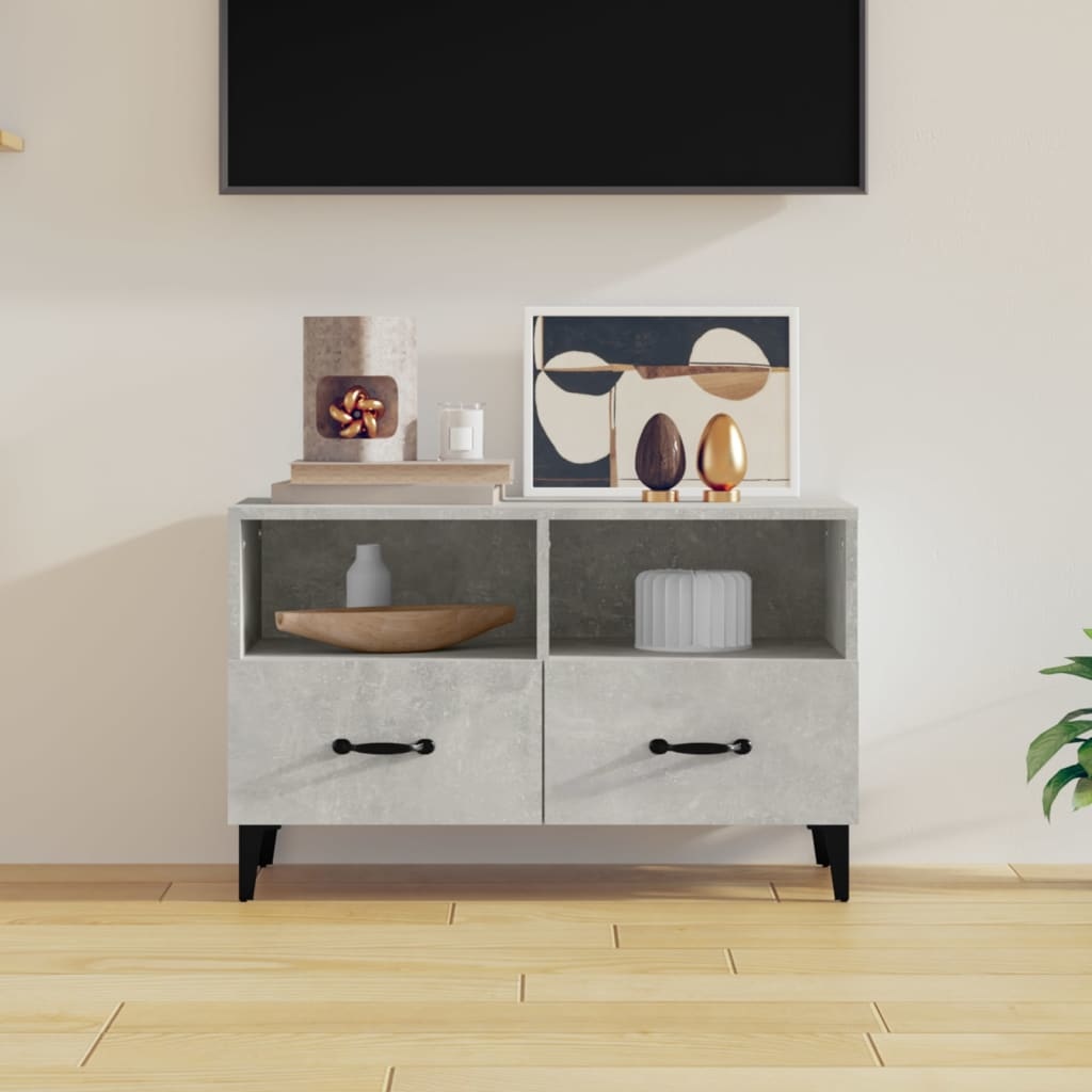 Tv-meubel 80x36x50 cm bewerkt hout betongrijs
