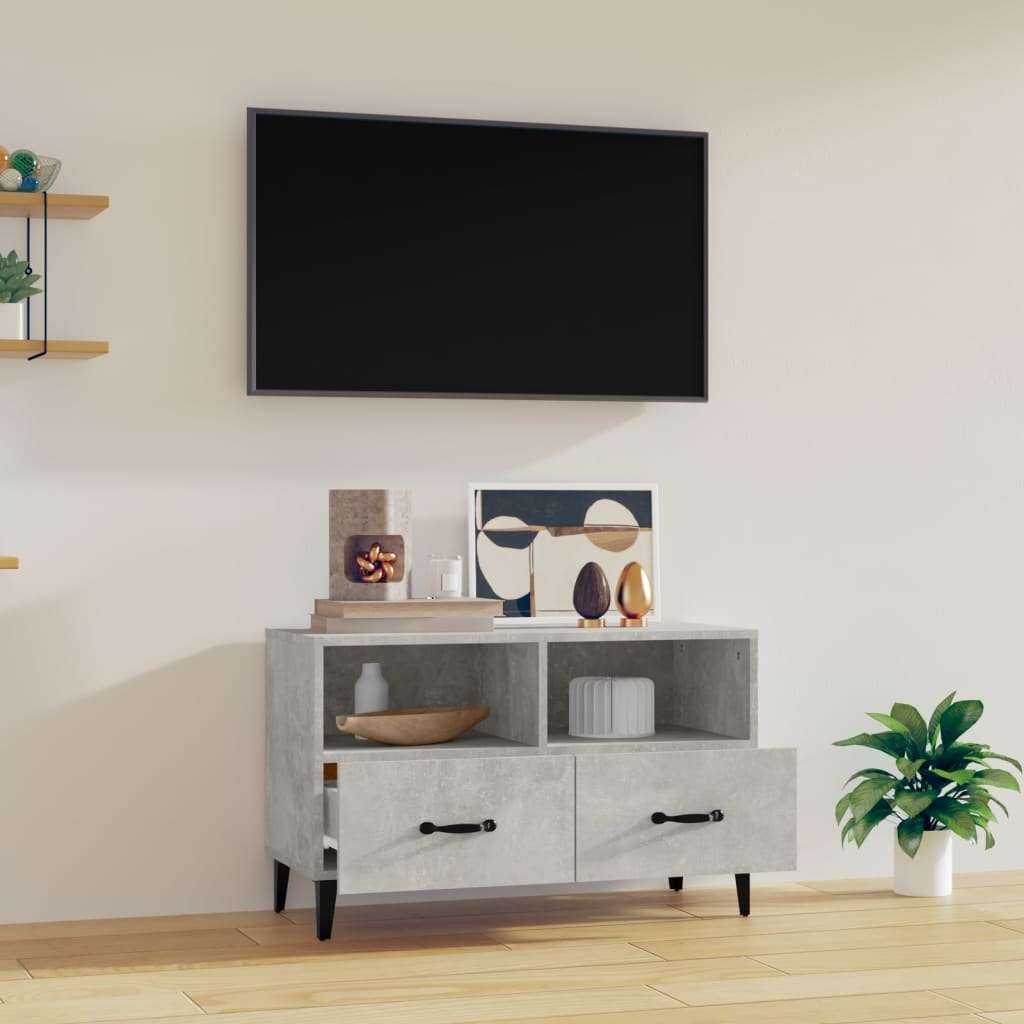 Tv-meubel 80x36x50 cm bewerkt hout betongrijs