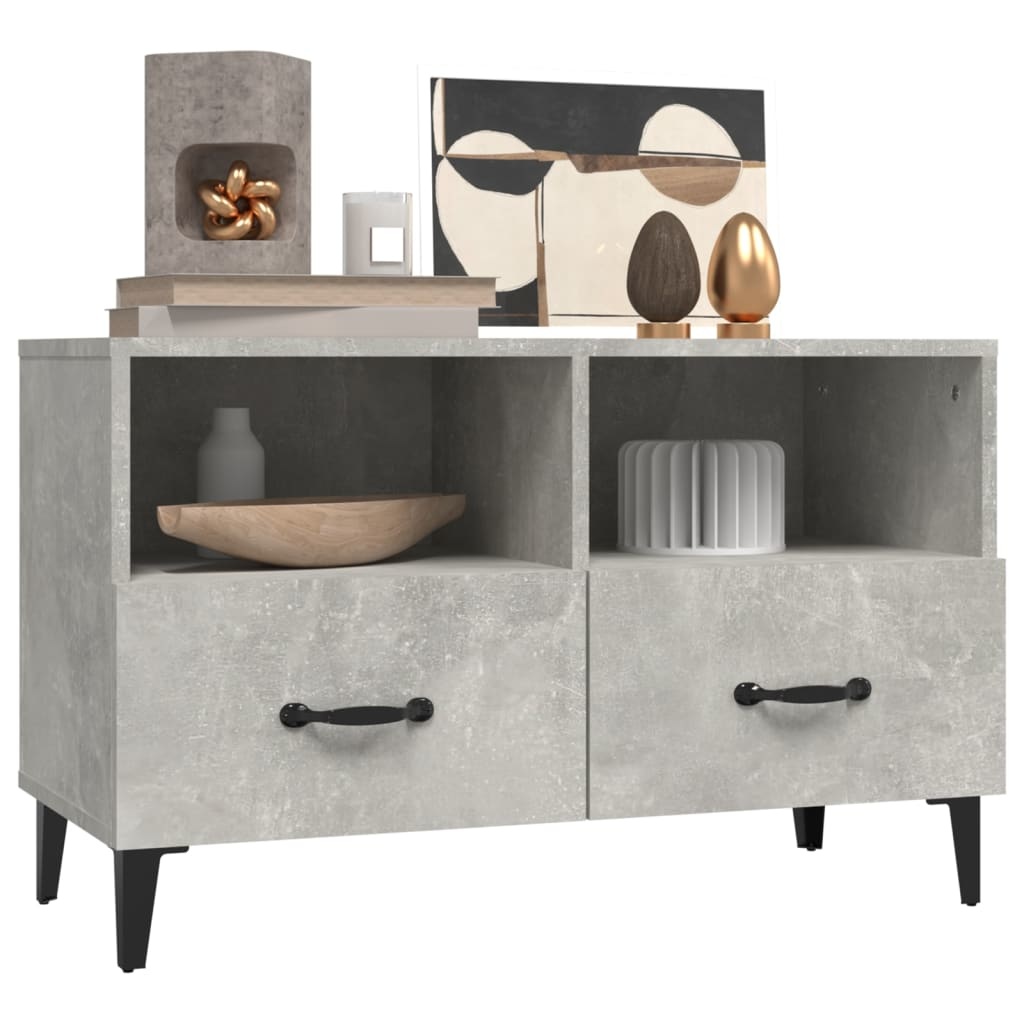 Tv-meubel 80x36x50 cm bewerkt hout betongrijs