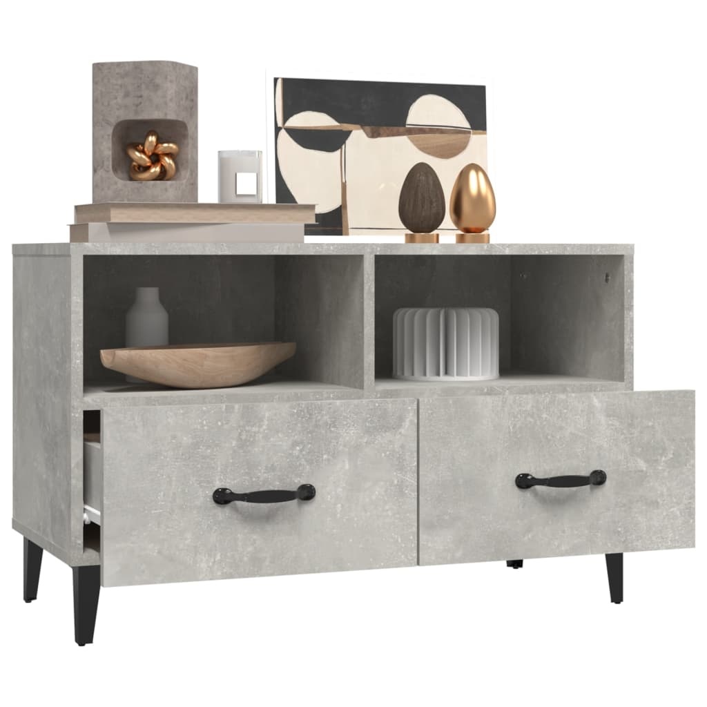 Tv-meubel 80x36x50 cm bewerkt hout betongrijs