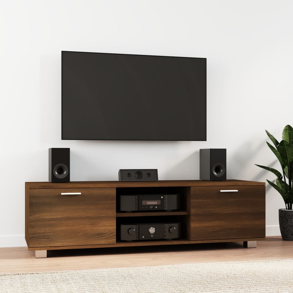 Tv-meubel 140x40,5x35 cm bewerkt hout bruineikenkleurig