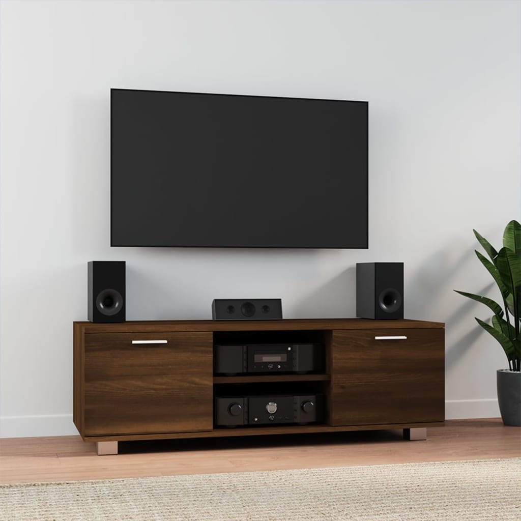 Tv-meubel 120x40,5x35 cm bewerkt hout bruineikenkleurig