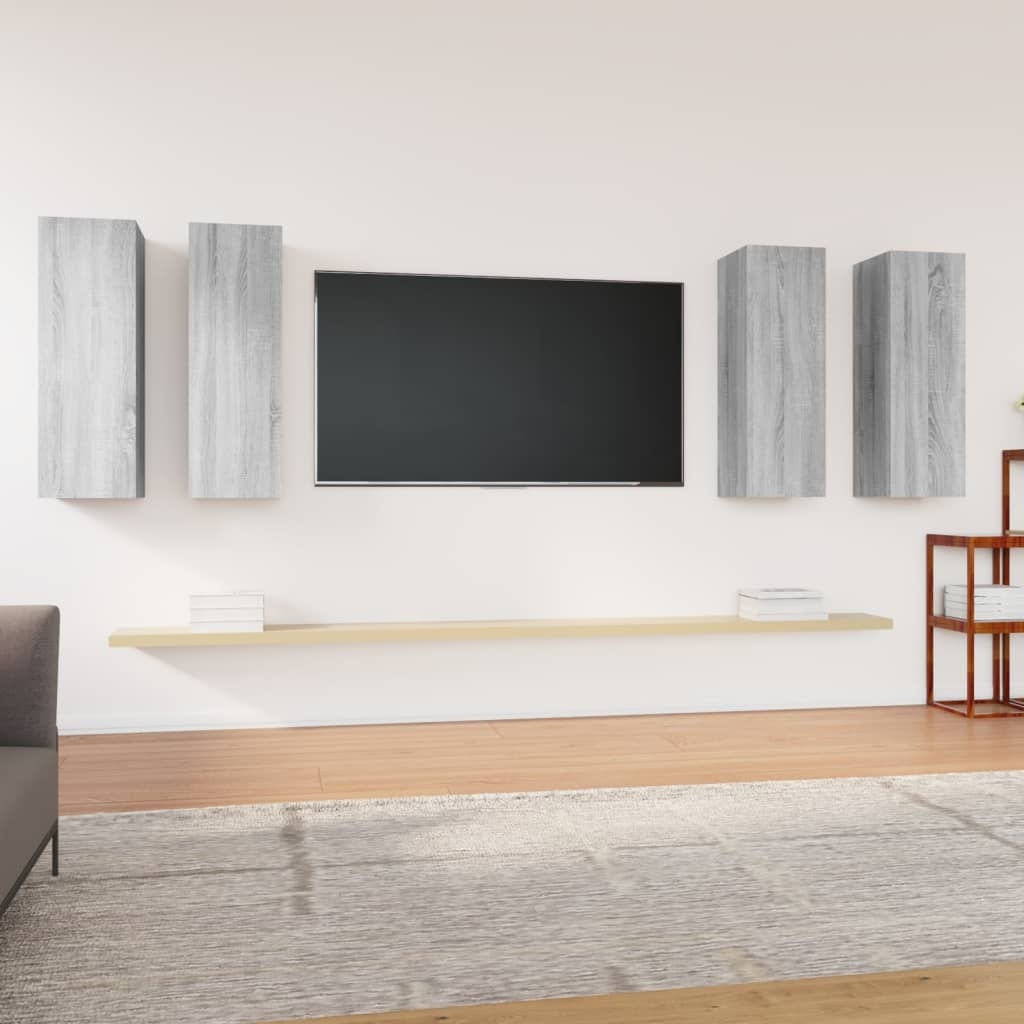 Tv-meubelen 4 st 30,5x30x90 cm bewerkt hout grijs sonoma eiken