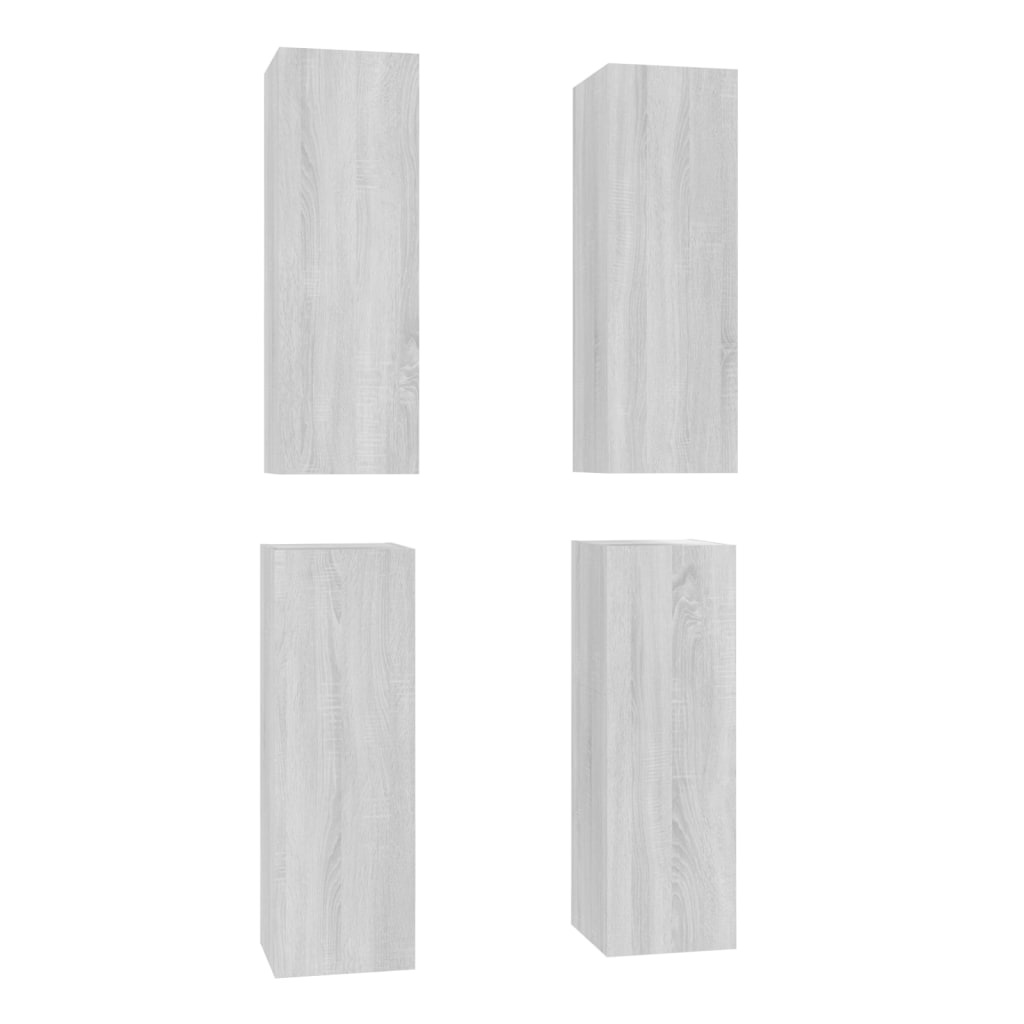 Tv-meubelen 4 st 30,5x30x90 cm bewerkt hout grijs sonoma eiken