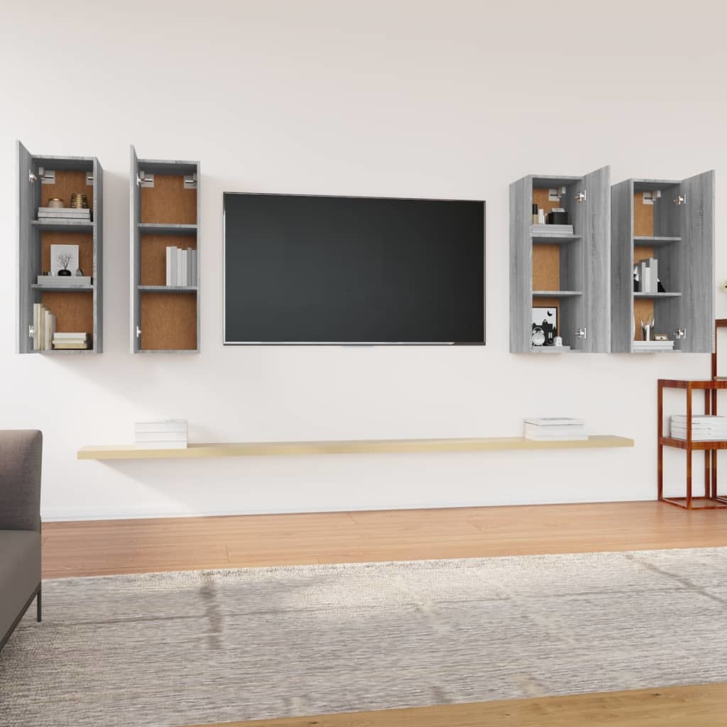 Tv-meubelen 4 st 30,5x30x90 cm bewerkt hout grijs sonoma eiken