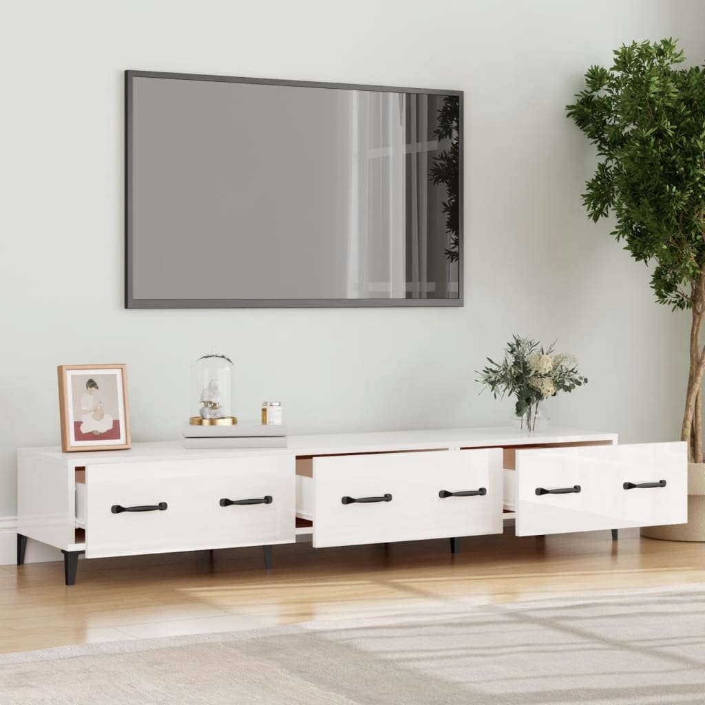 Tv-meubel 150x34,5x30 cm bewerkt hout hoogglans wit