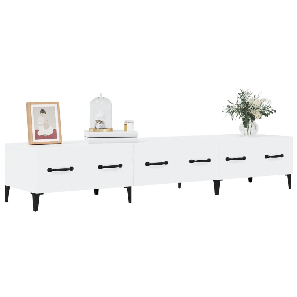 Tv-meubel 150x34,5x30 cm bewerkt hout hoogglans wit