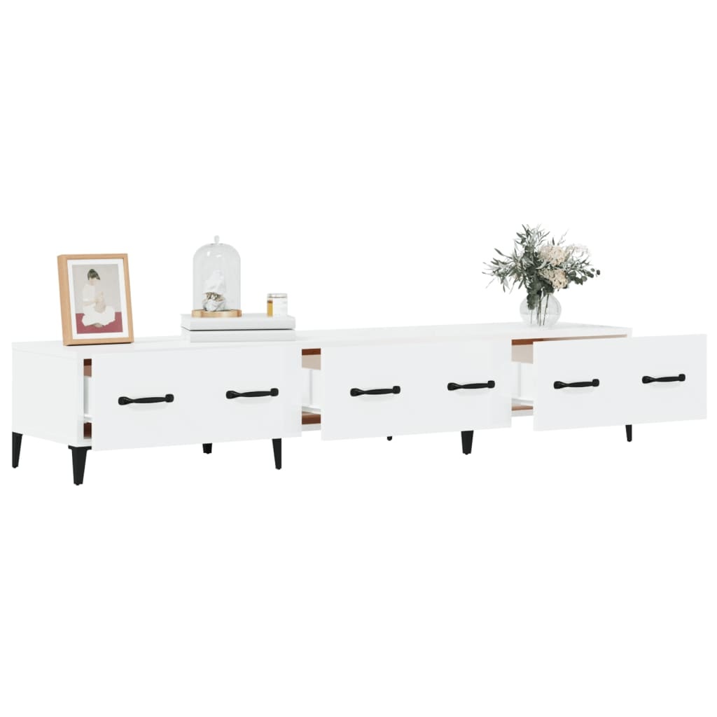 Tv-meubel 150x34,5x30 cm bewerkt hout hoogglans wit