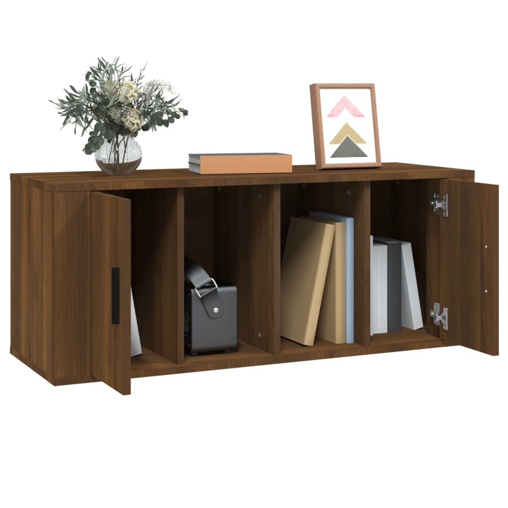 Tv-meubel 100x35x40 cm bewerkt hout bruineikenkleurig