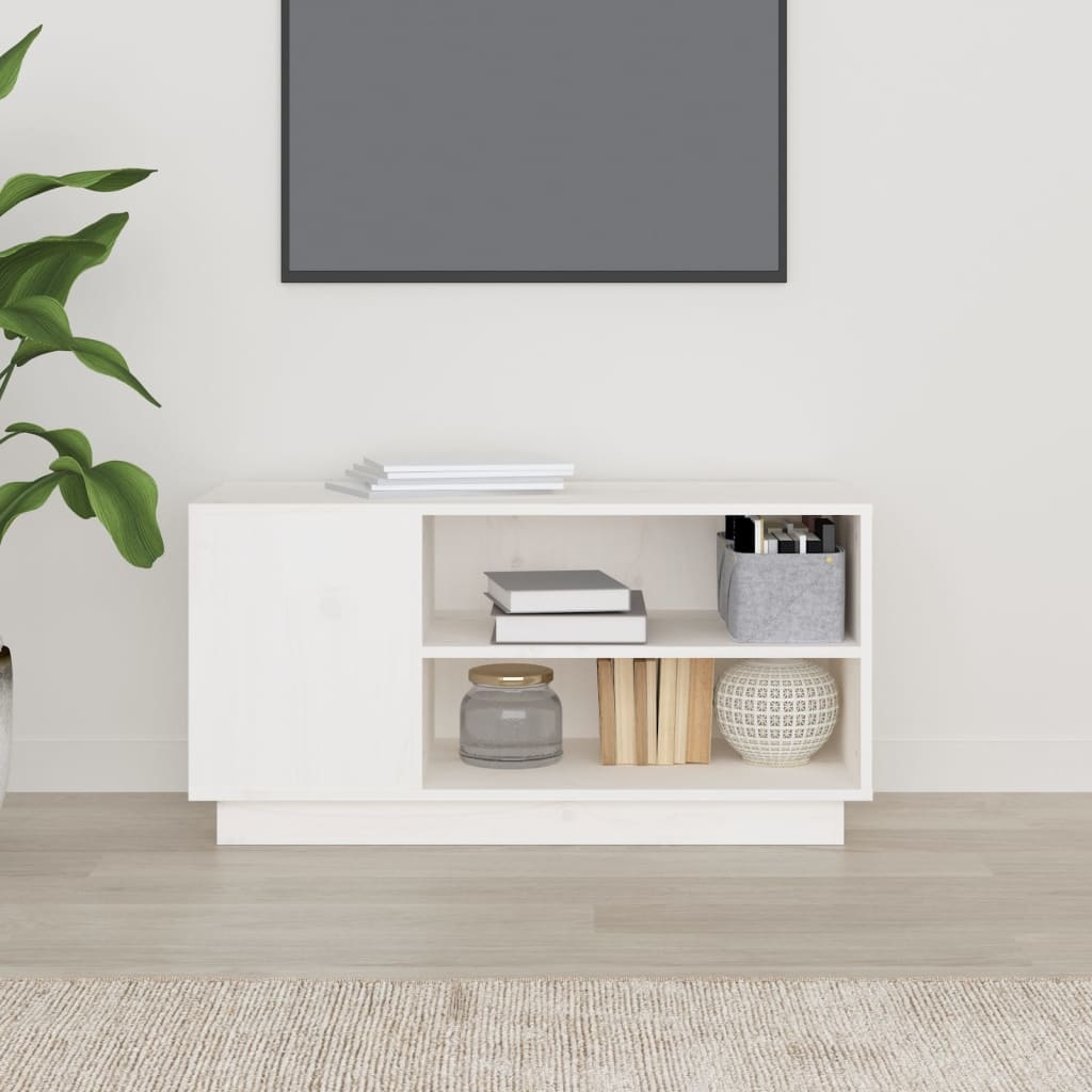 Tv-meubel 80x35x40,5 cm massief grenenhout wit