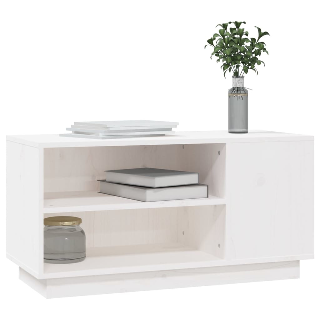 Tv-meubel 80x35x40,5 cm massief grenenhout wit