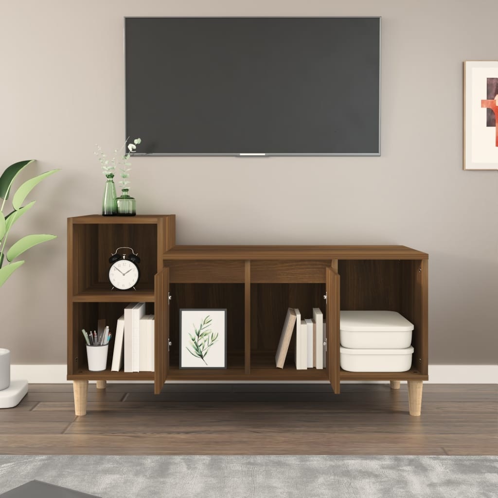 Tv-meubel 100x35x55 cm bewerkt hout bruineikenkleurig