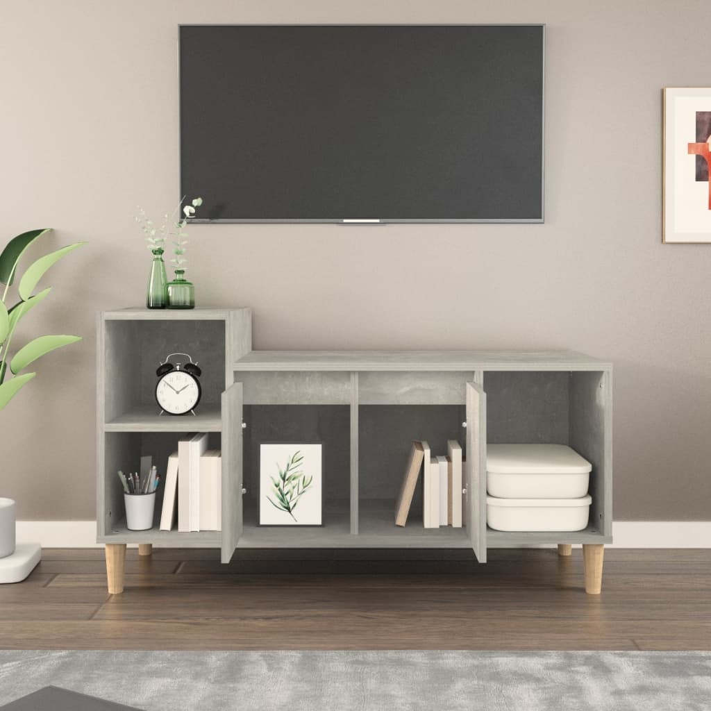 Tv-meubel 100x35x55 cm bewerkt hout betongrijs