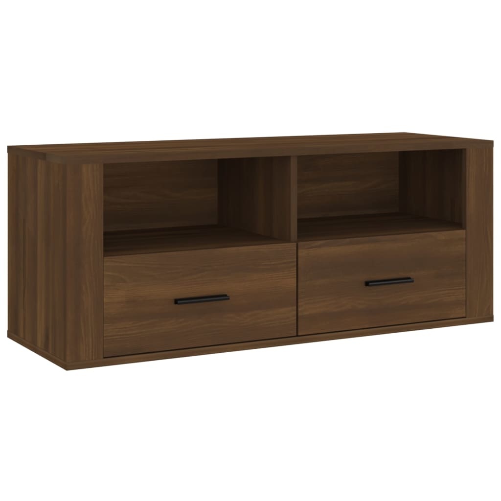 Tv-meubel 100x35x40 cm bewerkt hout bruineikenkleurig