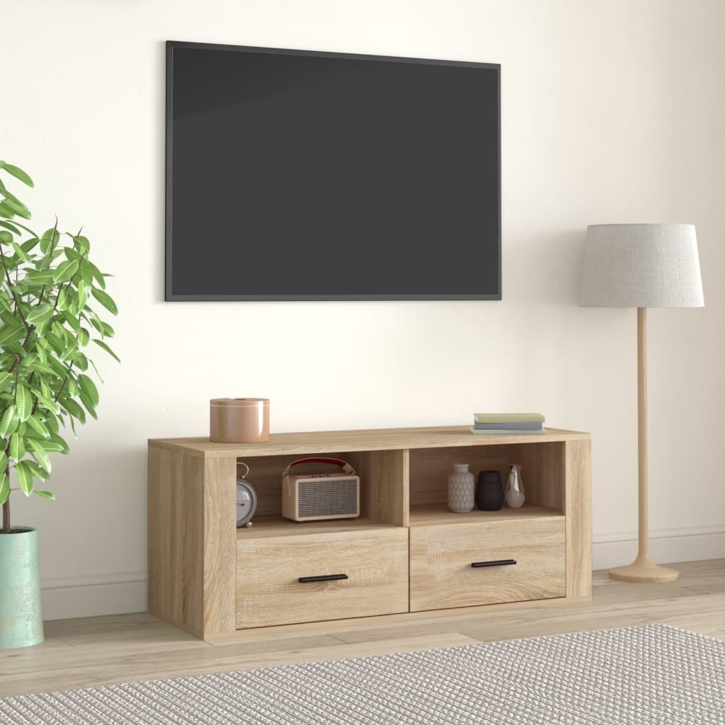 Tv-meubel 100x35x40 cm bewerkt hout sonoma eikenkleurig