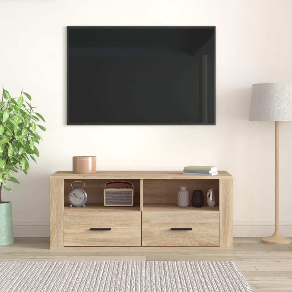 Tv-meubel 100x35x40 cm bewerkt hout sonoma eikenkleurig