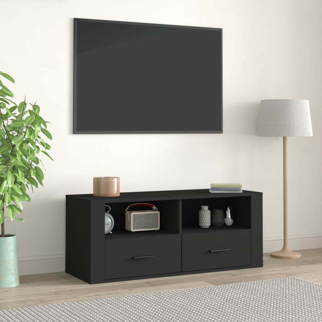 Tv-meubel 100x35x40 cm bewerkt hout zwart