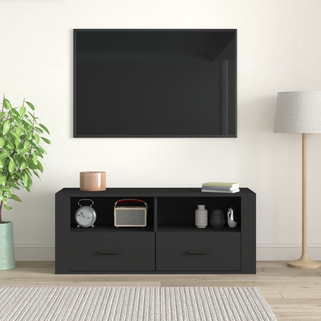 Tv-meubel 100x35x40 cm bewerkt hout zwart
