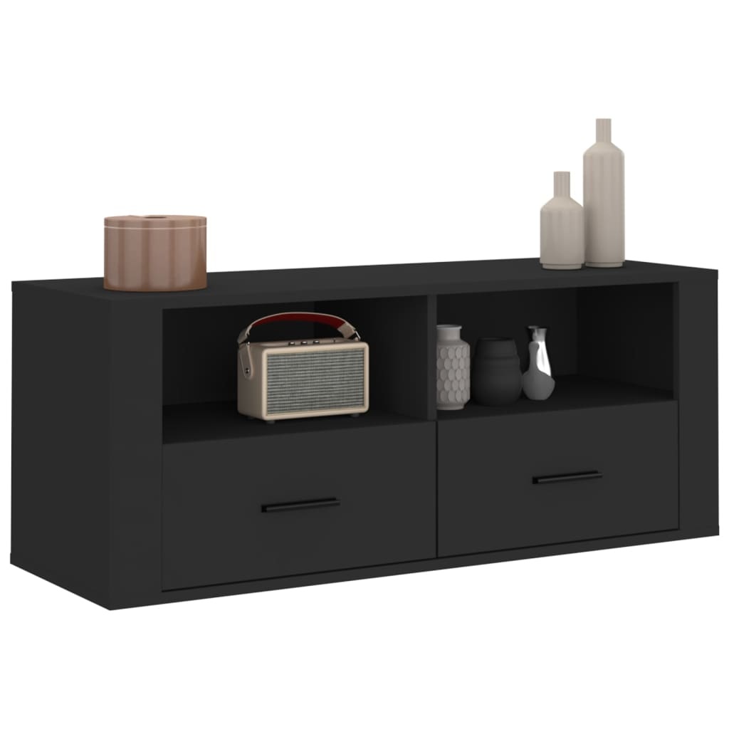 Tv-meubel 100x35x40 cm bewerkt hout zwart