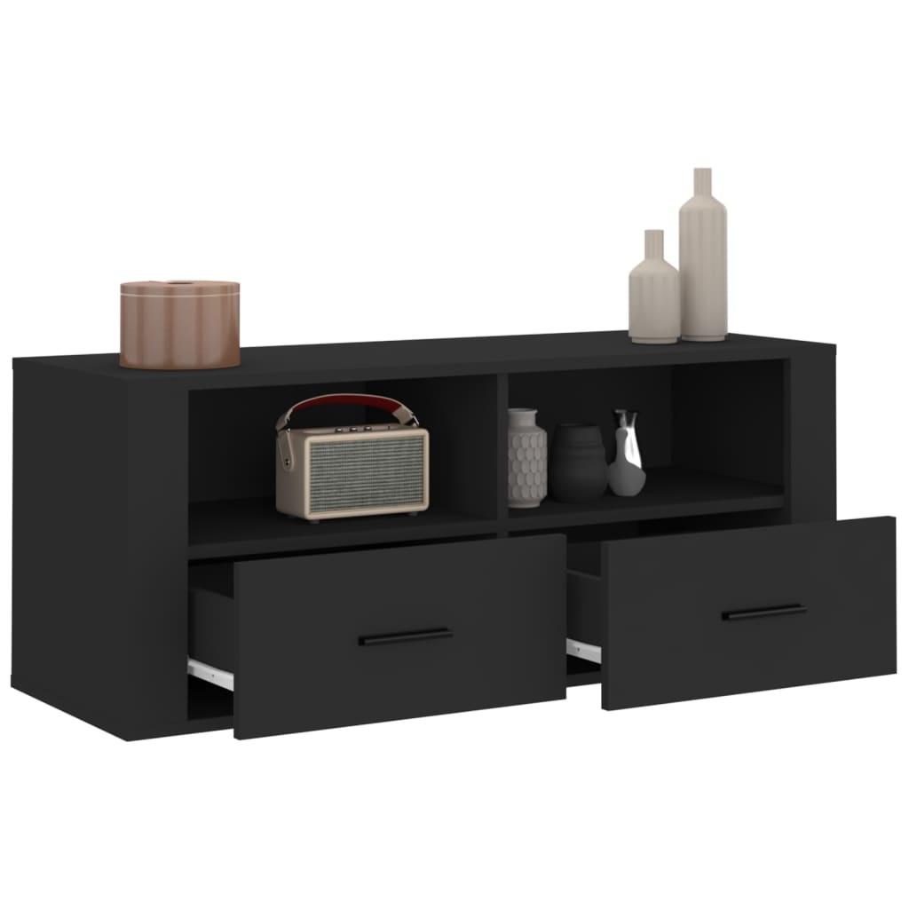 Tv-meubel 100x35x40 cm bewerkt hout zwart