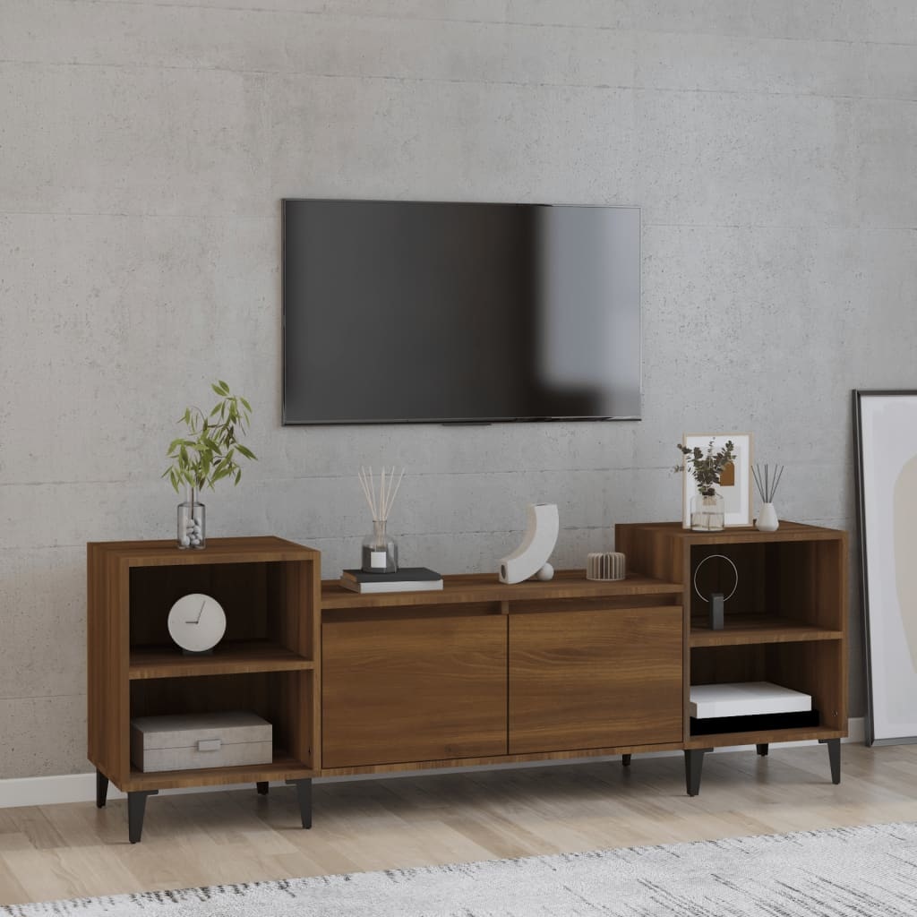 Tv-meubel 160x35x55 cm bewerkt hout bruineikenkleurig