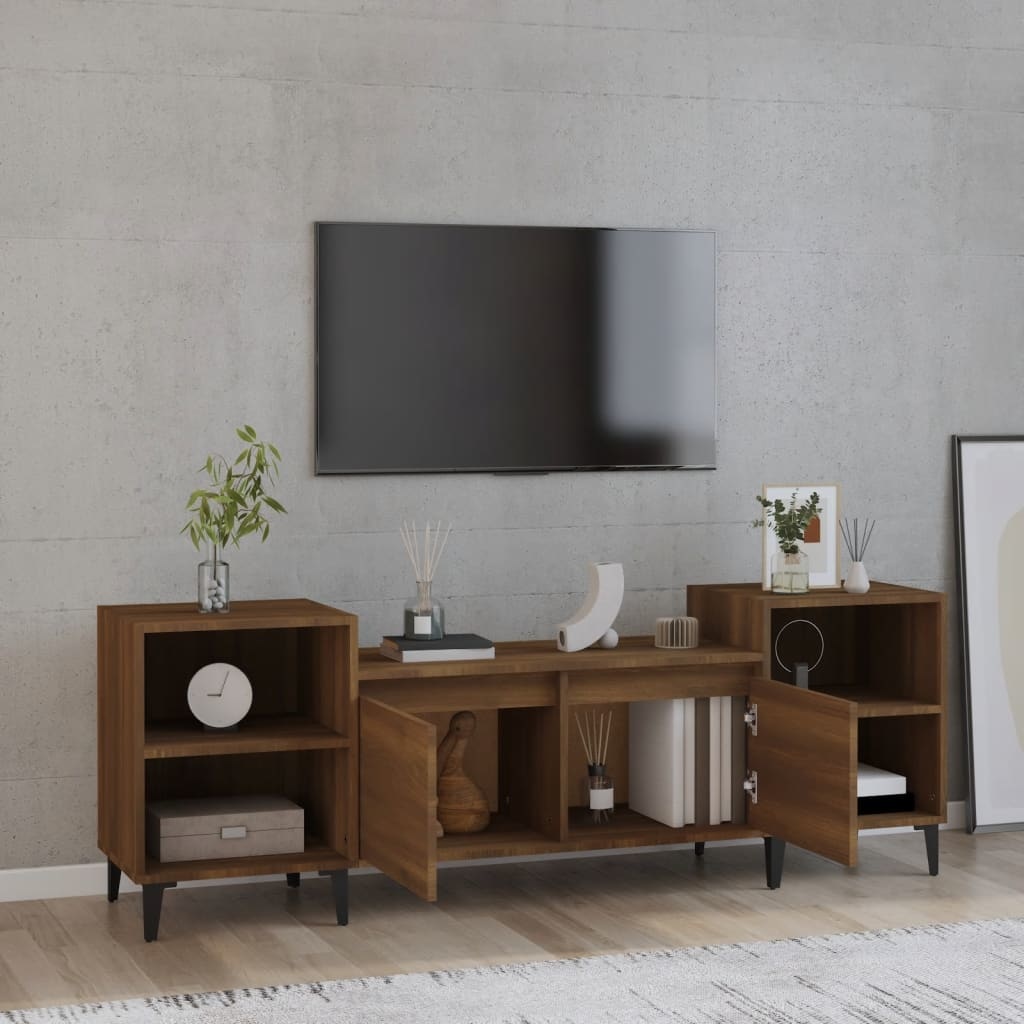 Tv-meubel 160x35x55 cm bewerkt hout bruineikenkleurig