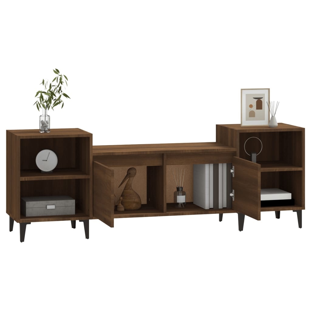 Tv-meubel 160x35x55 cm bewerkt hout bruineikenkleurig