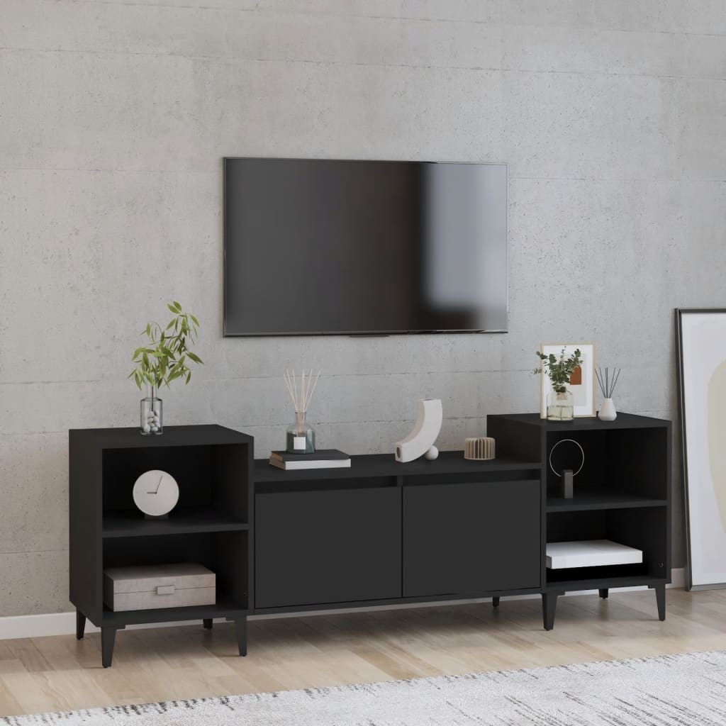 Tv-meubel 160x35x55 cm bewerkt hout zwart
