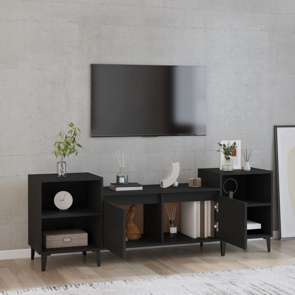 Tv-meubel 160x35x55 cm bewerkt hout zwart