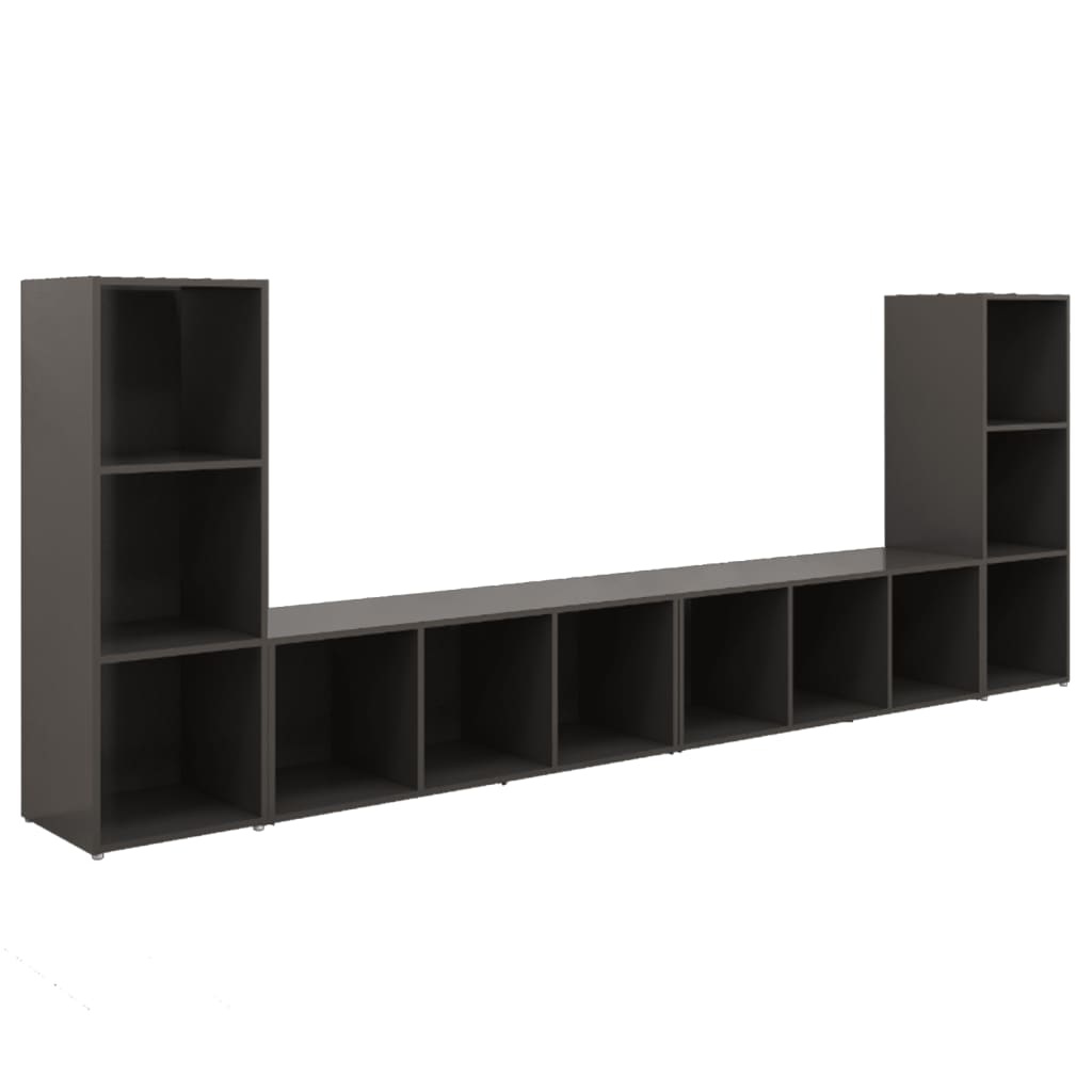 Tv-meubelen 4 st 107x35x37 cm spaanplaat grijs