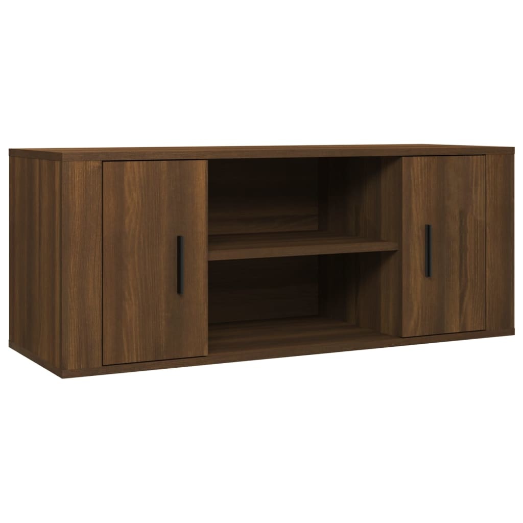 Tv-meubel 100x35x40 cm bewerkt hout bruineikenkleurig