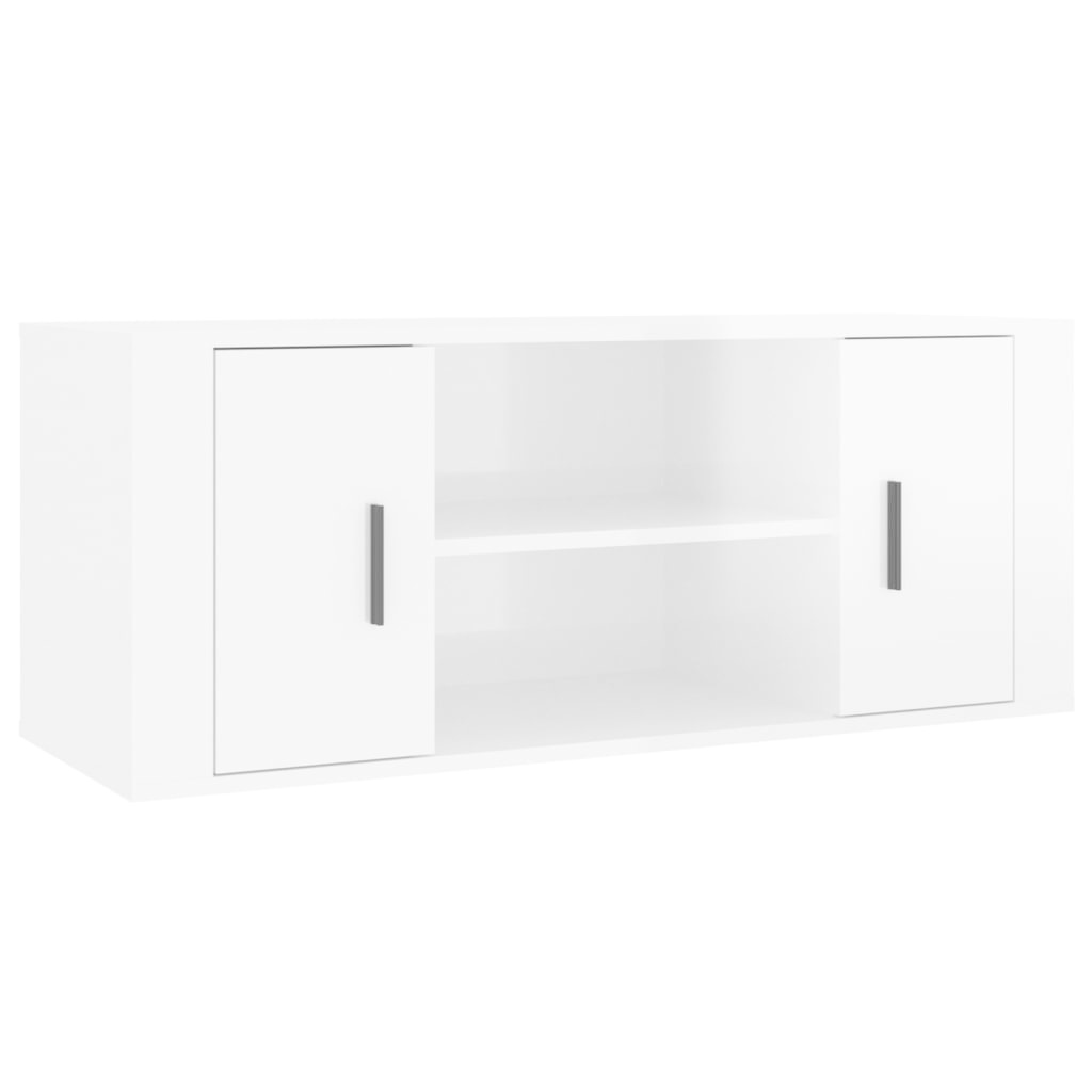 Tv-meubel 100x35x40 cm bewerkt hout hoogglans wit