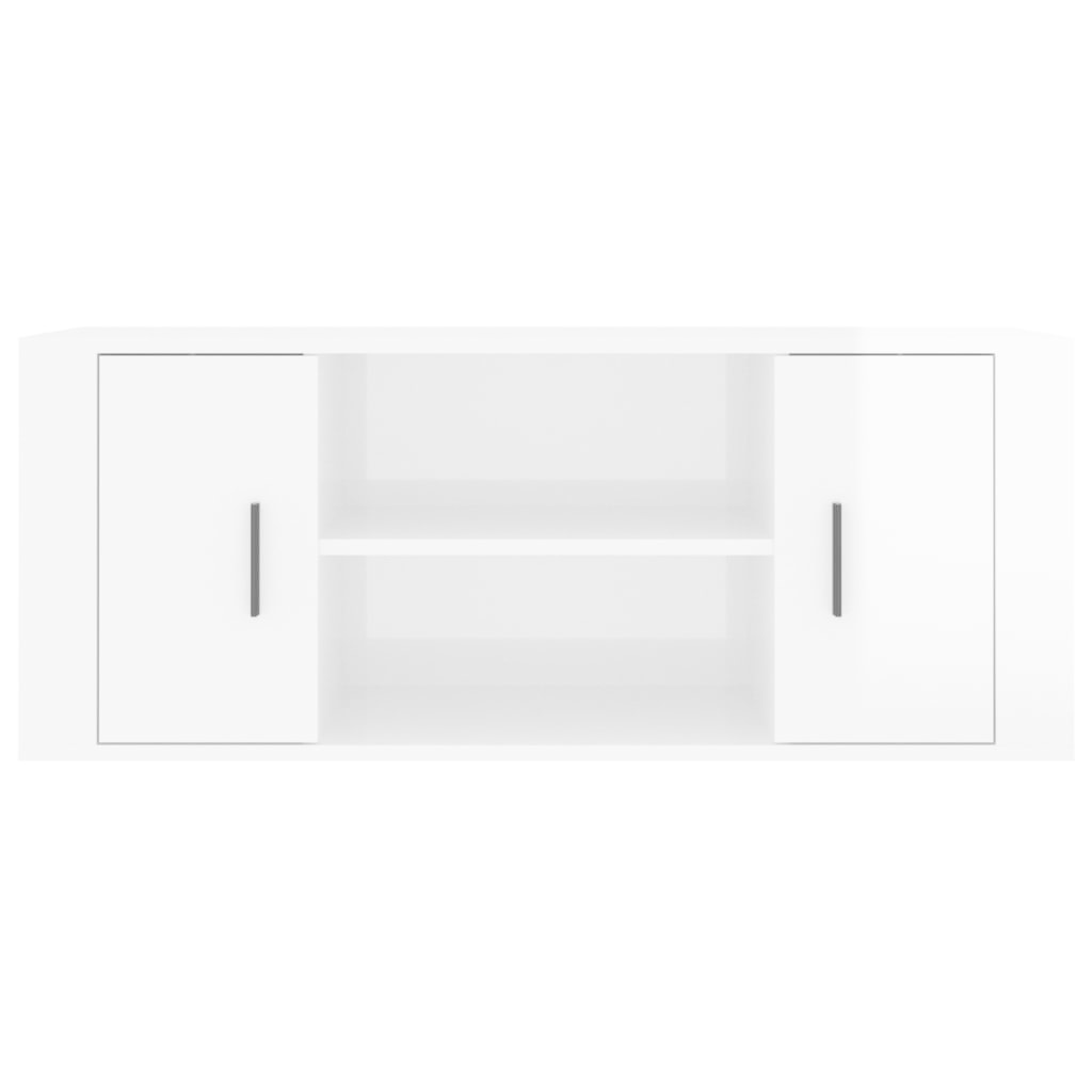 Tv-meubel 100x35x40 cm bewerkt hout hoogglans wit