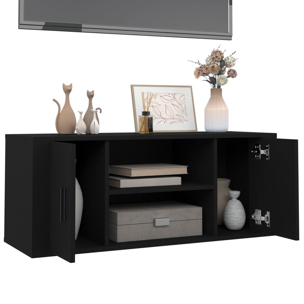 Tv-meubel 100x35x40 cm bewerkt hout zwart