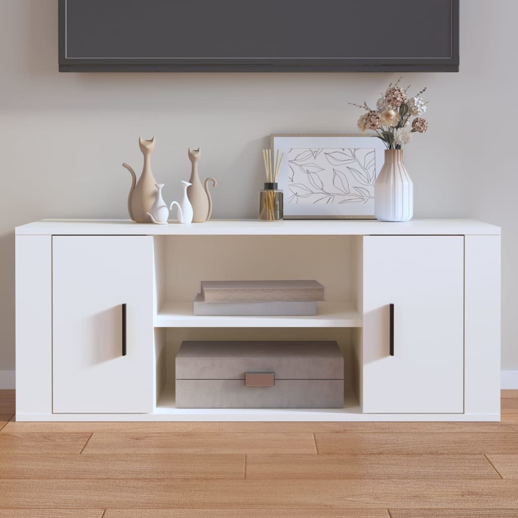 Tv-meubel 100x35x40 cm bewerkt hout wit