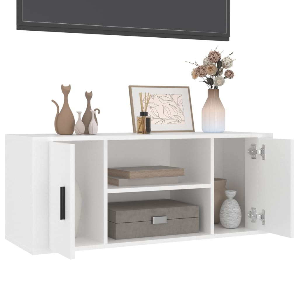 Tv-meubel 100x35x40 cm bewerkt hout wit