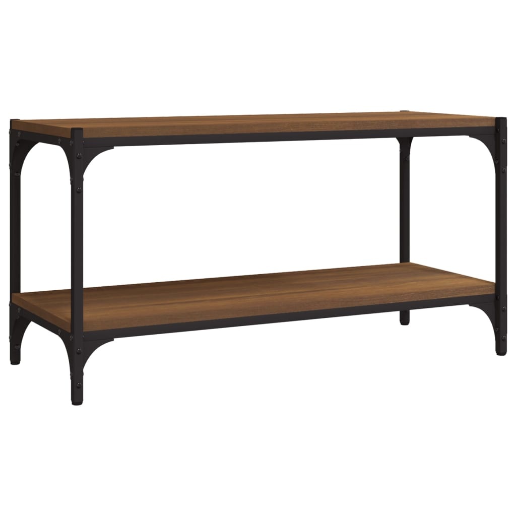 Tv-meubel 80x33x41 cm bewerkt hout en staal bruineikenkleurig