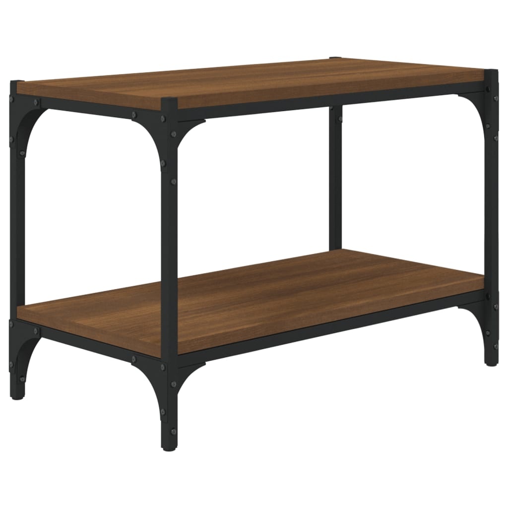 Tv-meubel 60x33x41 cm bewerkt hout en staal bruineikenkleurig