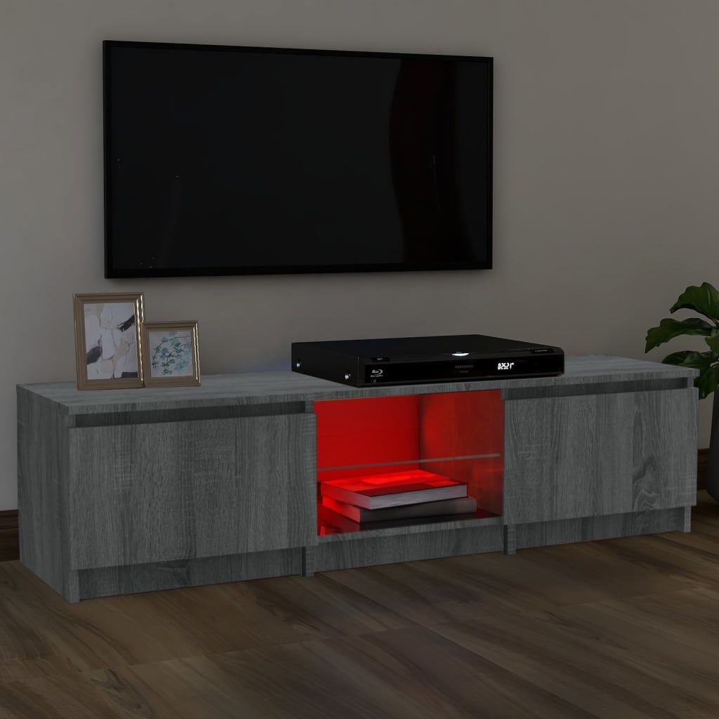 Tv-meubel met LED-verlichting 140x40x35,5 cm grijs sonoma eiken