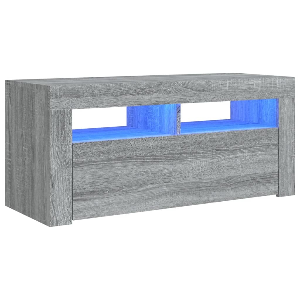 Tv-meubel met LED-verlichting 90x35x40 cm grijs sonoma eiken