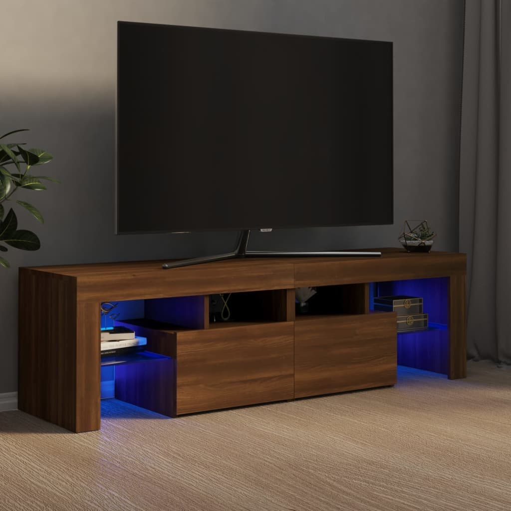 Tv-meubel LED-verlichting 140x36,5x40 cm bruineikenkleurig