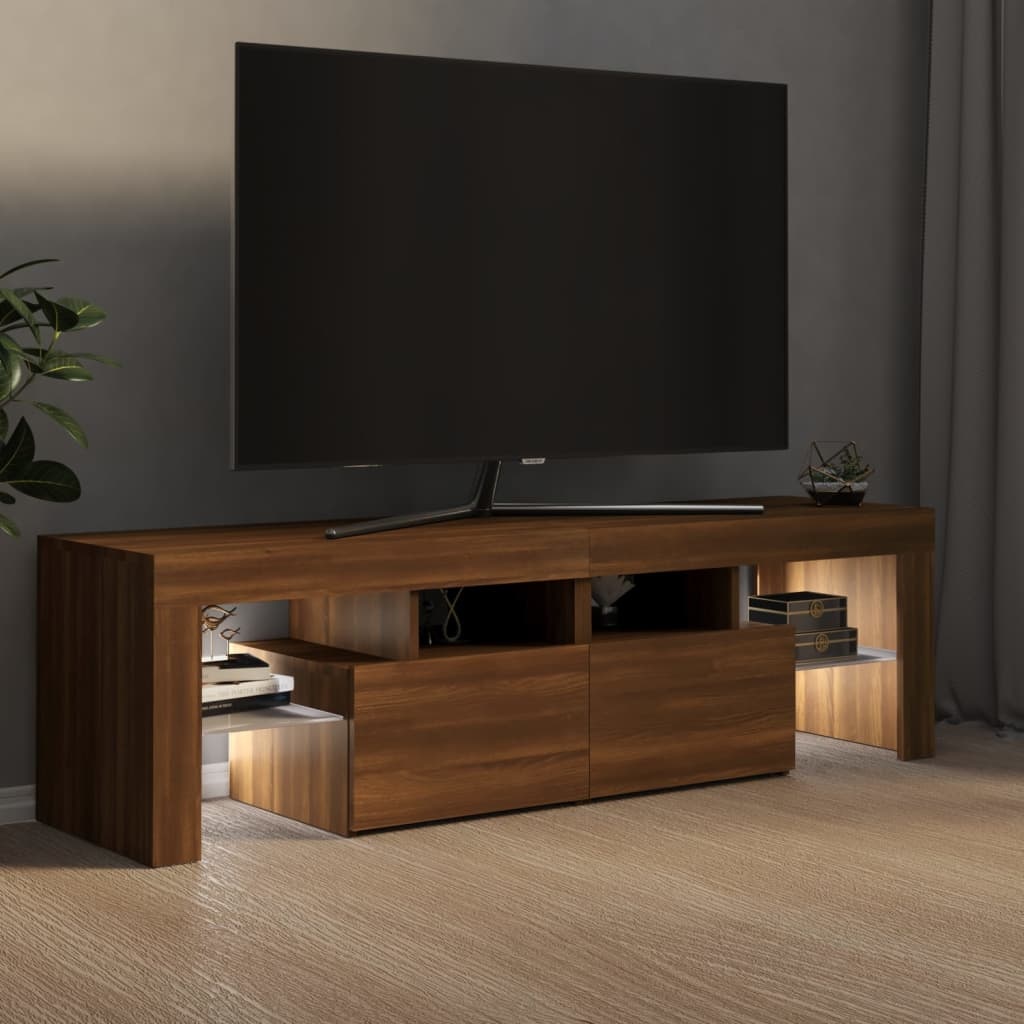 Tv-meubel LED-verlichting 140x36,5x40 cm bruineikenkleurig