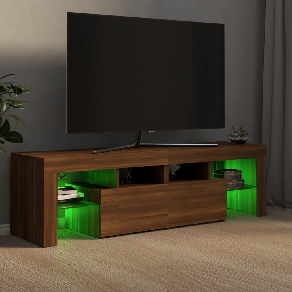 Tv-meubel LED-verlichting 140x36,5x40 cm bruineikenkleurig
